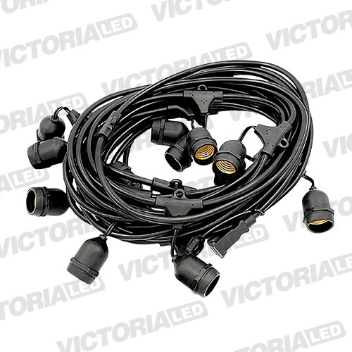 [G8M] GUIRNALDA E27*12 8M IP65 110V NEGRO 18U/C