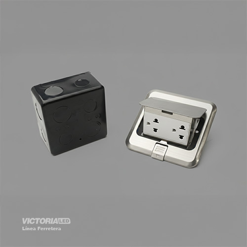 [VLTPS-15A] TOMACORRIENTE UNIVERSAL DE PISO ACERO INOXIDABLE 250V 15A SILVER 1U/C